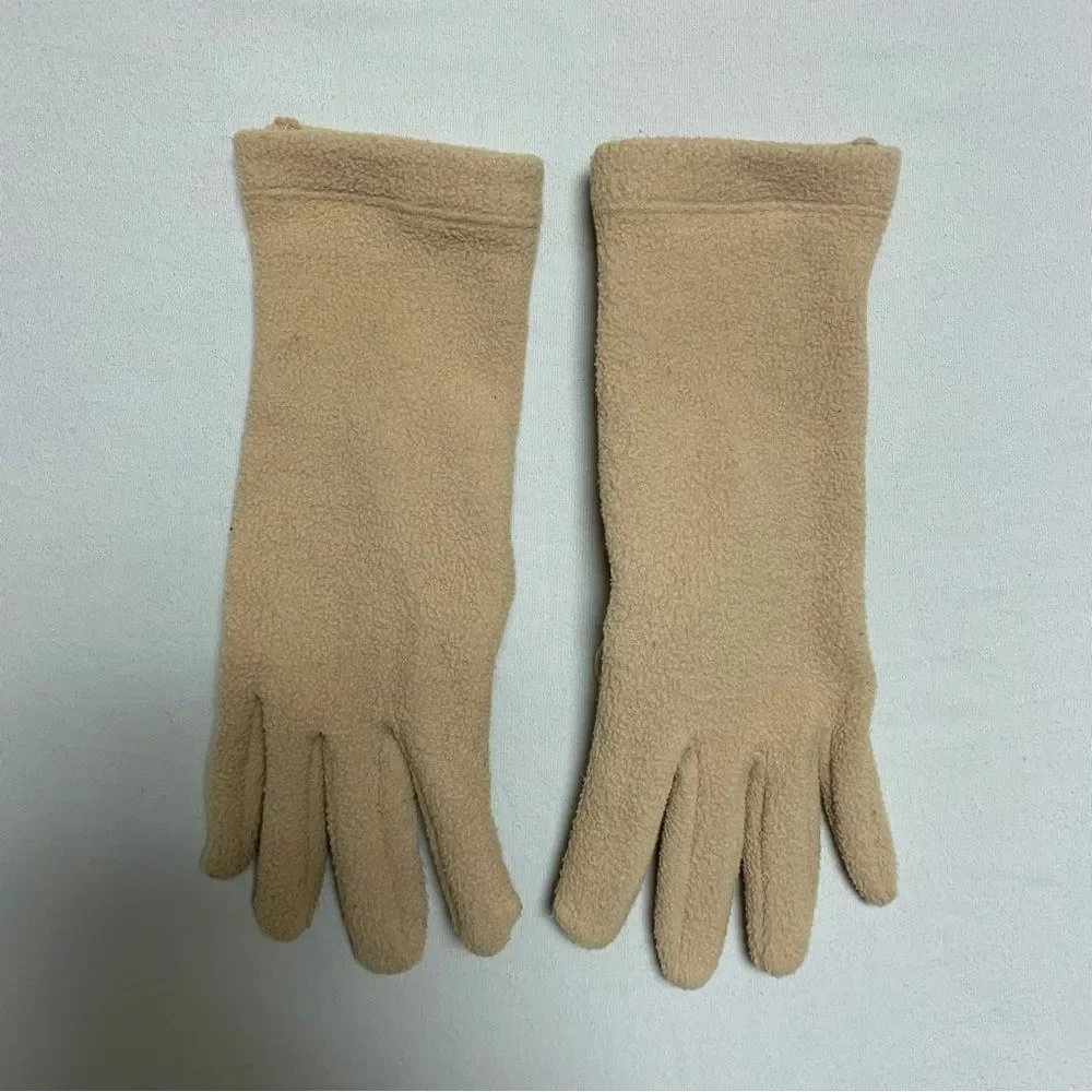 Tan Fleece Gloves Women’s M/L Warm Winter Lightweight Snow Ski Classic Basic